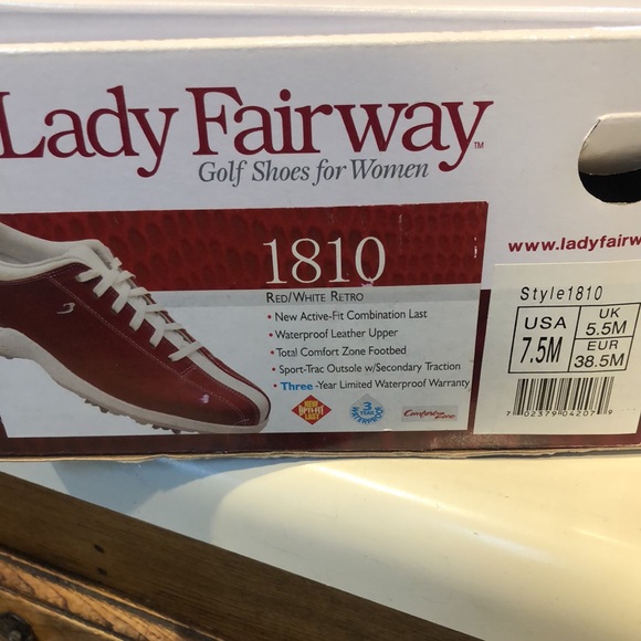Lady Fairway red & white retro golf shoes 7-1/2 - Picture 2 of 2
